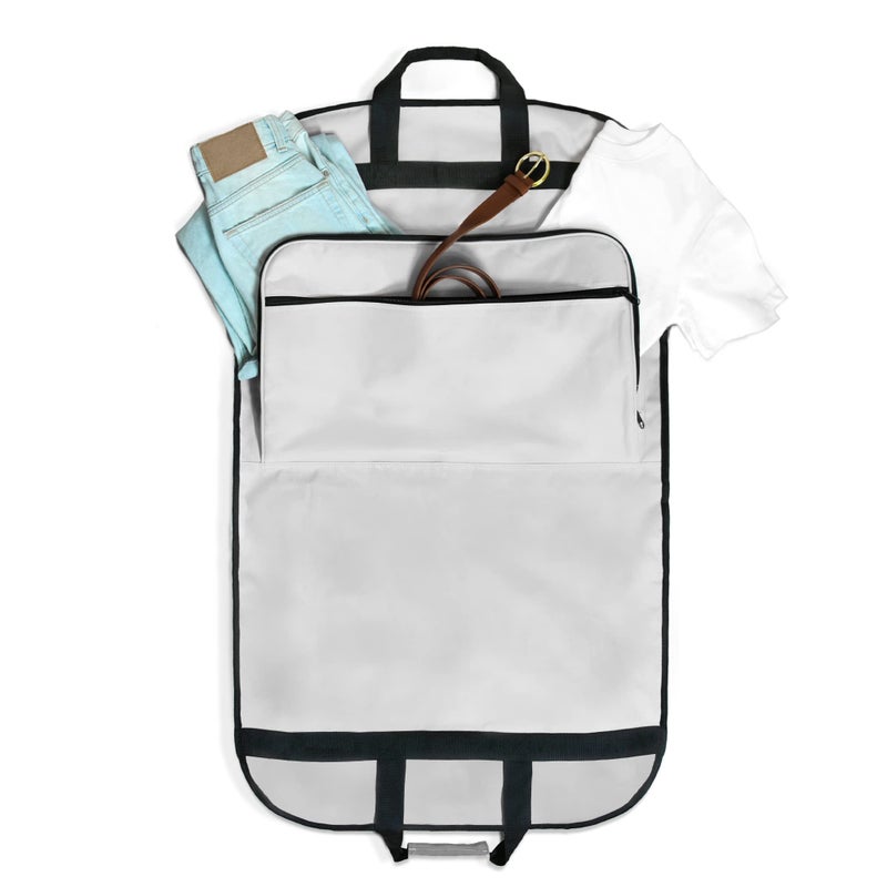 DALIX 39" Garment Bag Cover for Suits and Dresses Clothing Foldable w Pockets White - Image 1